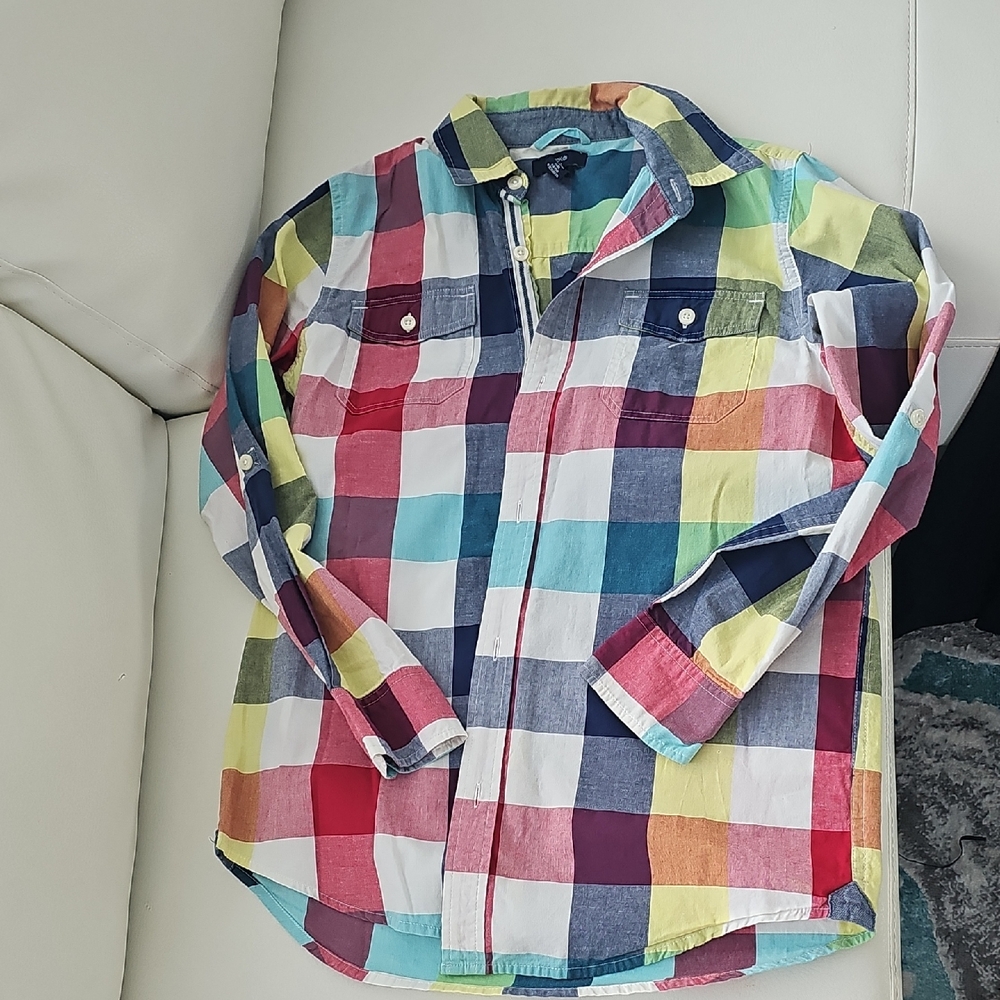 GAP Multicolor Plaid Kids Button Down Shirt